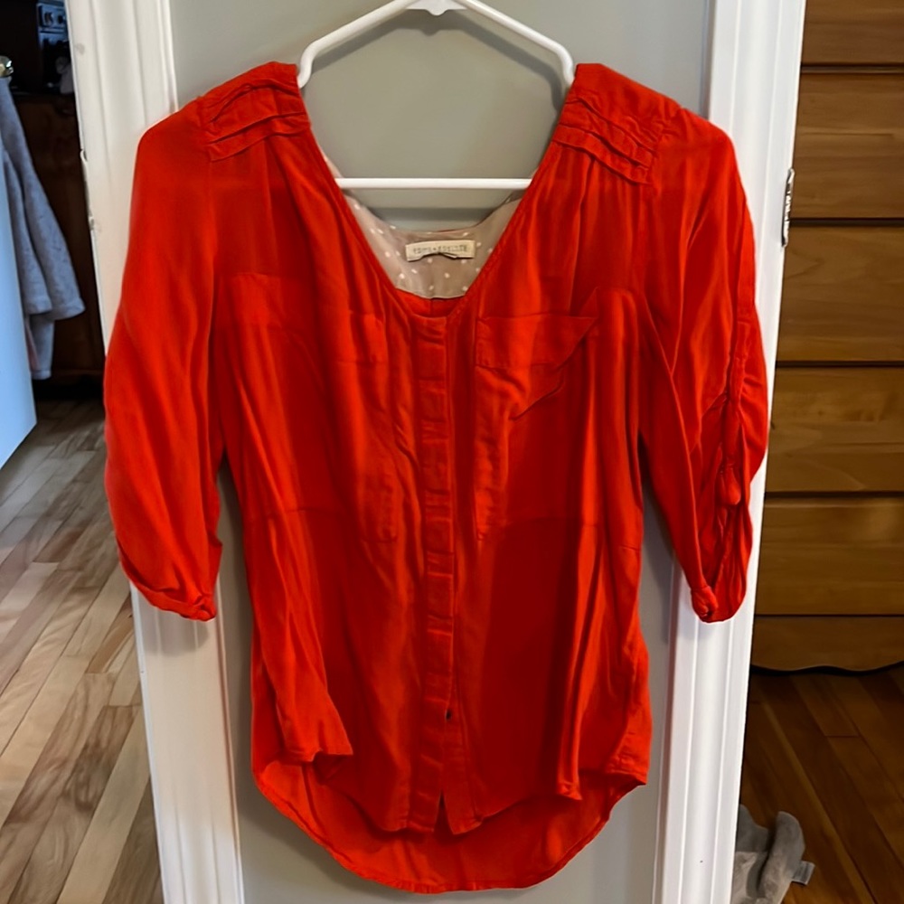 Poppy colored buttons down with concealed buttons
